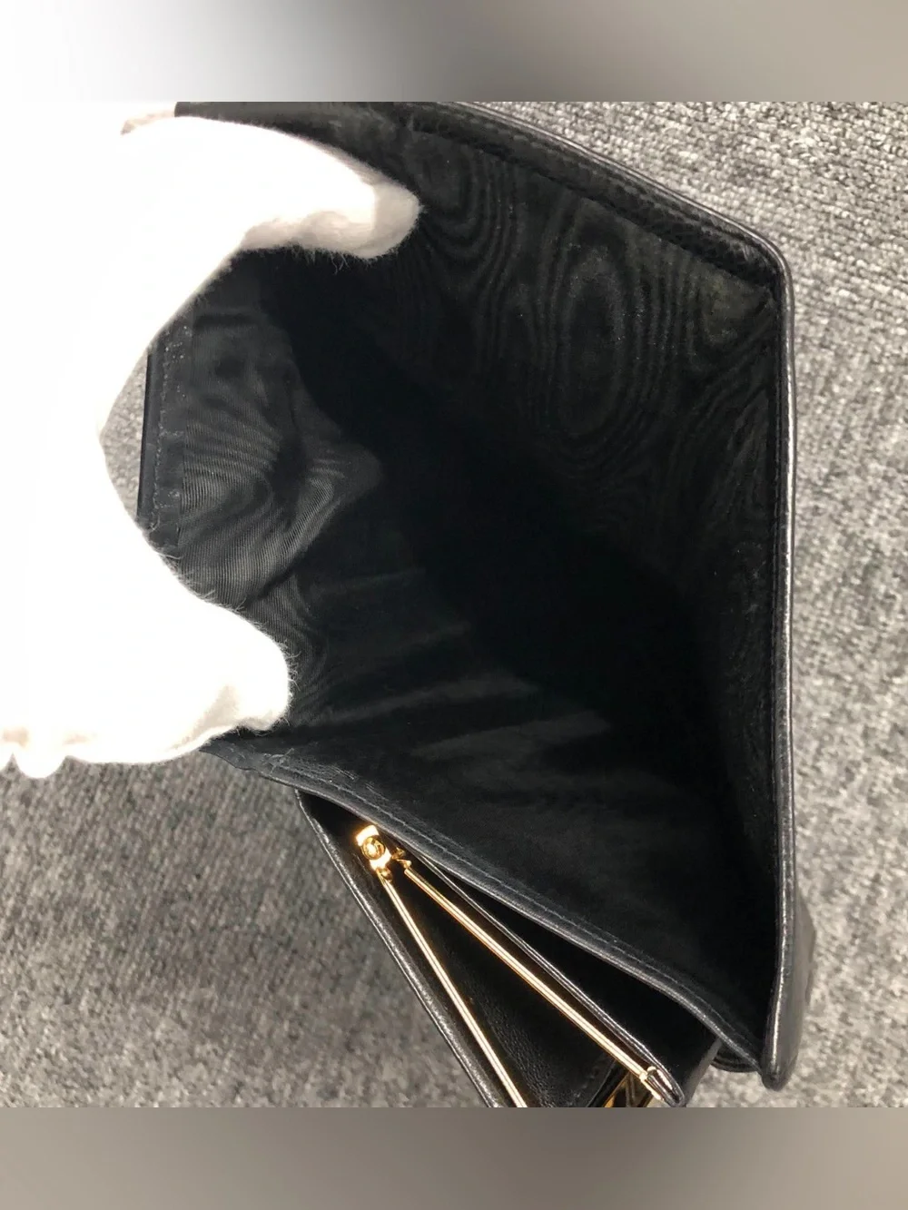 CHANEL Black Caviar Leather Long Wallet with Embossed CC